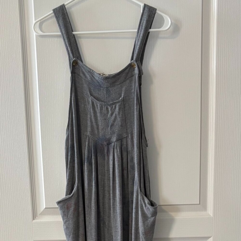 Gray with color blotching one piece jumpsuit